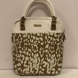 Miche Vegan Tan & White Splatter Convertible Handbag